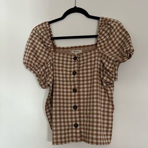 Madewell checkered cap sleeve shirt